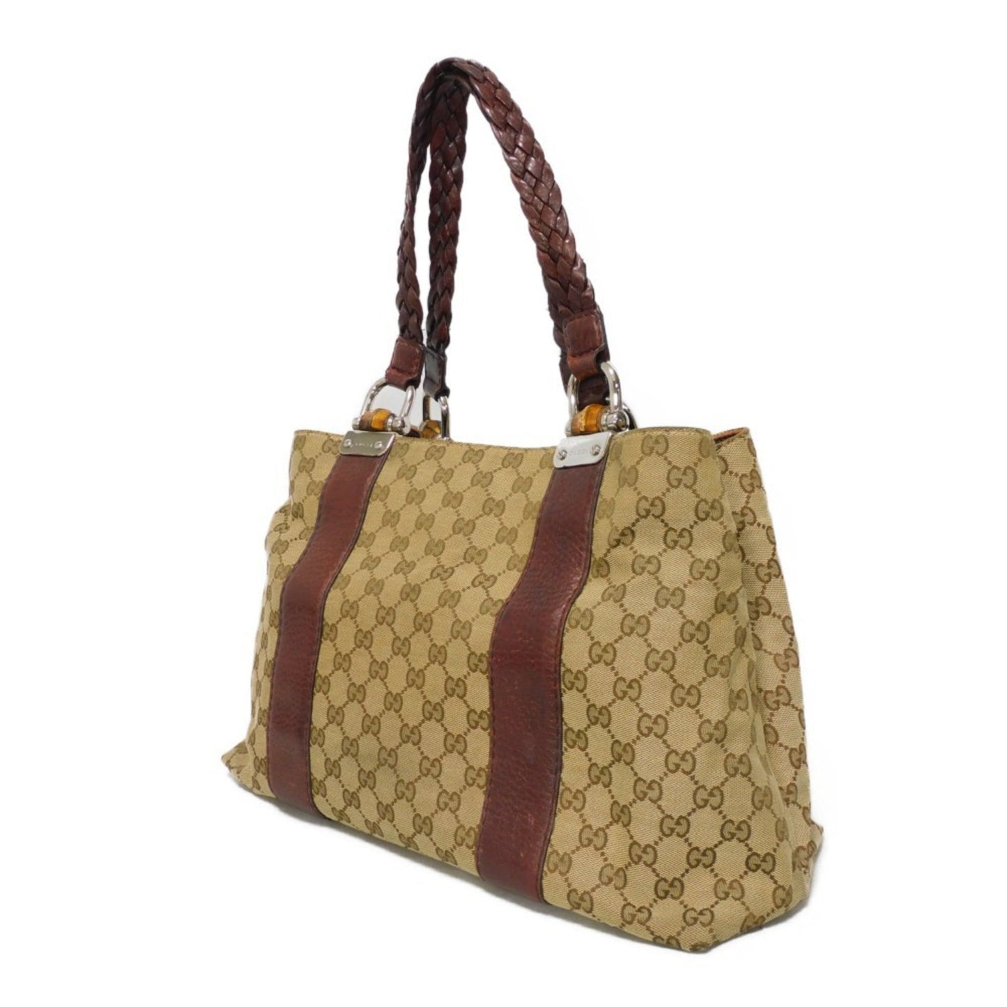 Gucci Beige Brown Gg Canvas Handbag Tote Bag