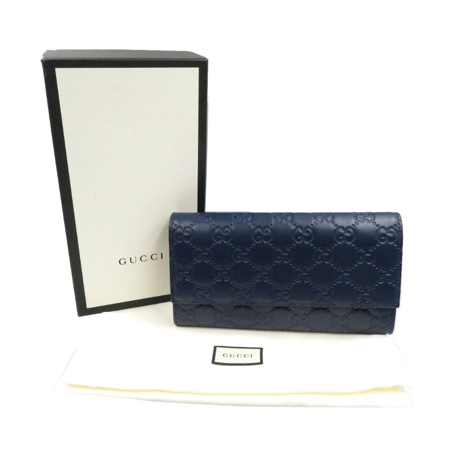 Gucci Navy Leather Long Wallet (Bi-Fold)