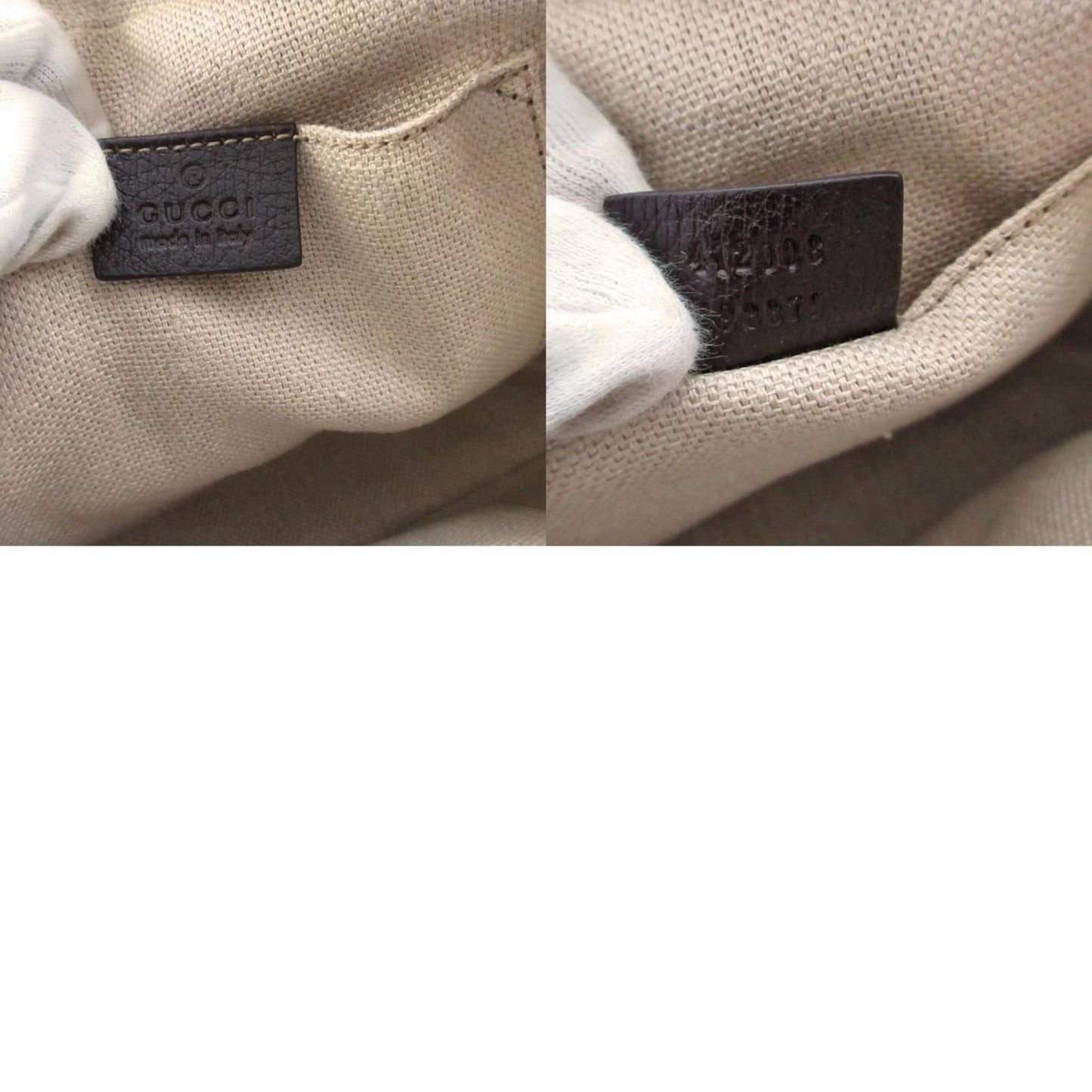 Gucci Dark Brown Green Red Color Canvas Leather Shoulder Bag