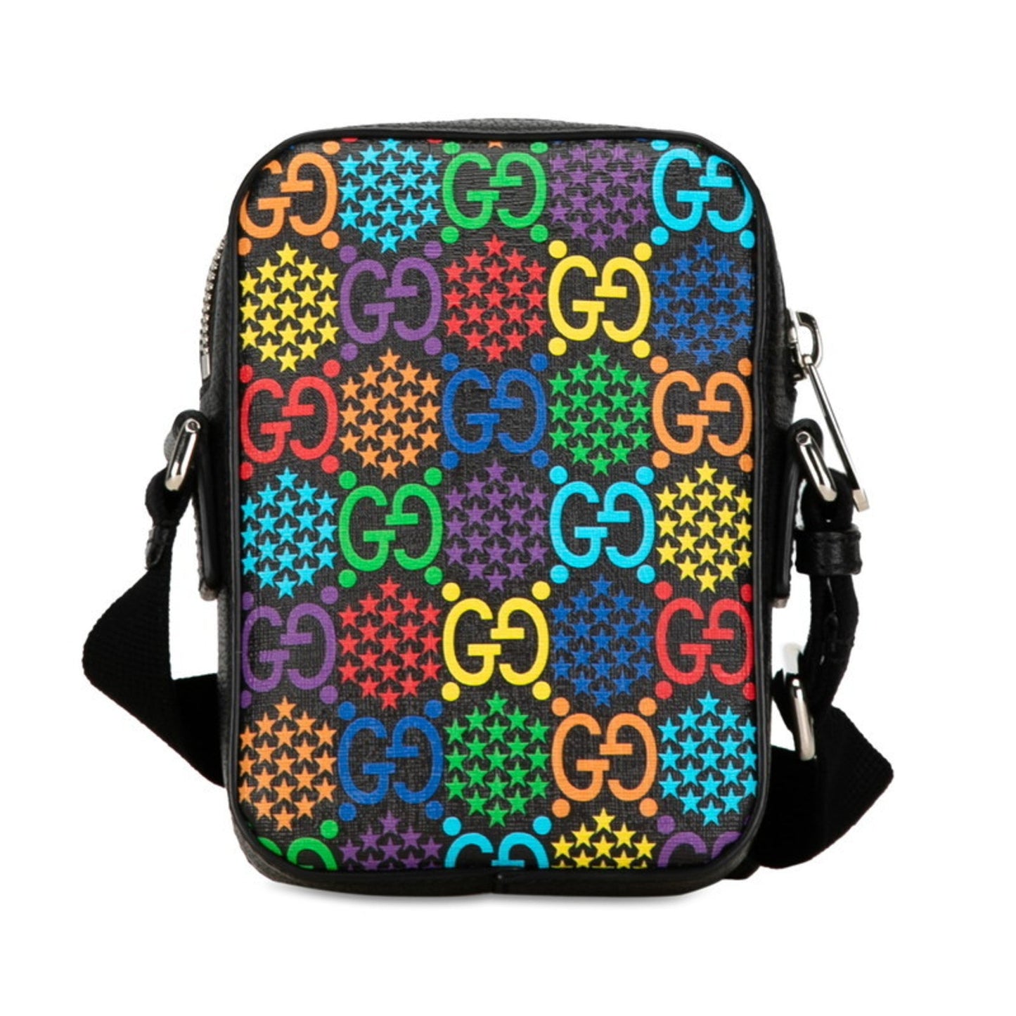 Gucci Black Multi-Color Pvc Leather Shoulder Bag