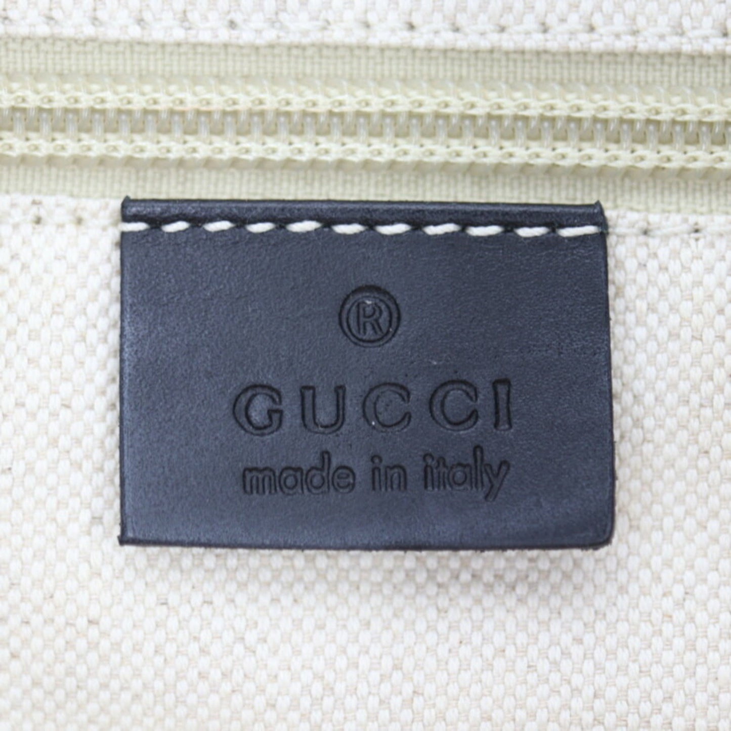 Gucci Black Gray Canvas Leather Handbag Tote Bag