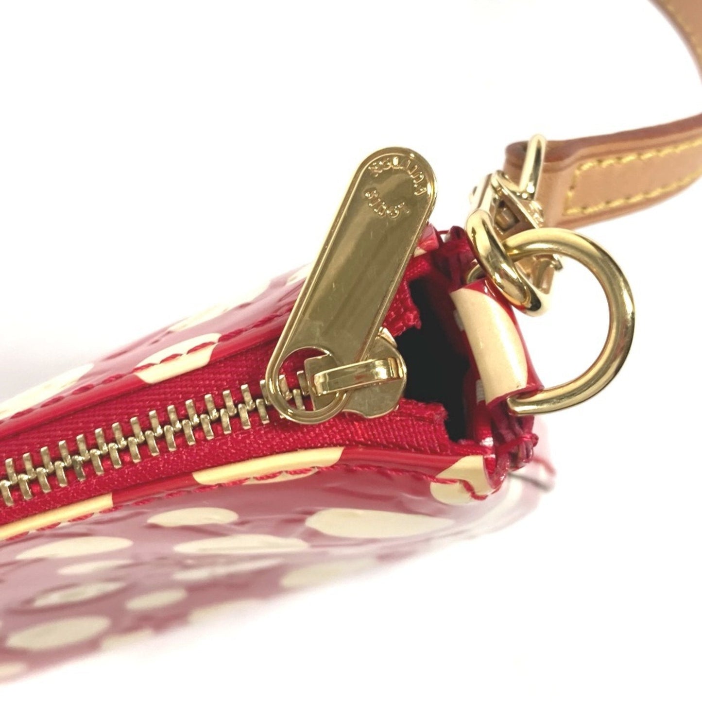Louis Vuitton Red Color White Patent Leather Pochette Pouch Shoulder Bag