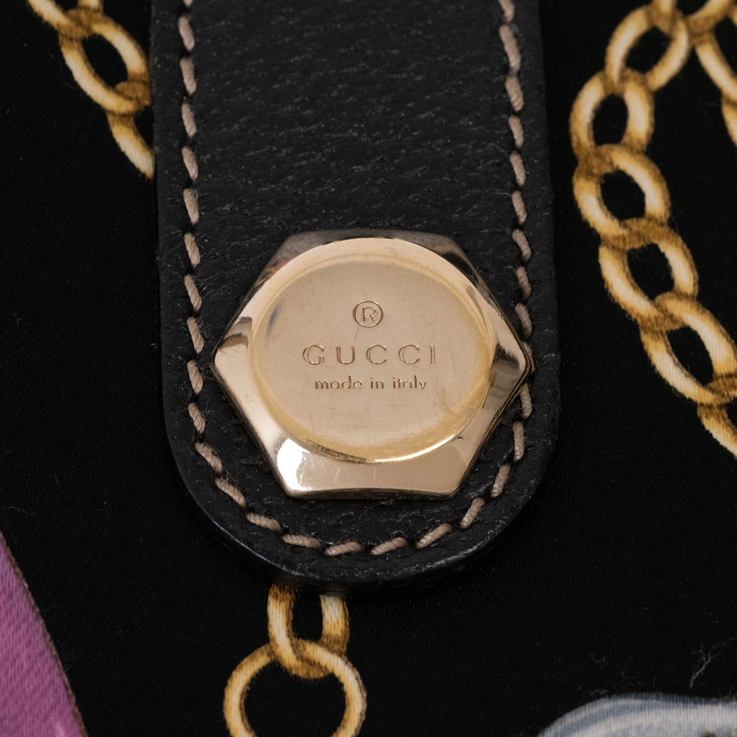 Gucci Black Satin Leather Tote Bag
