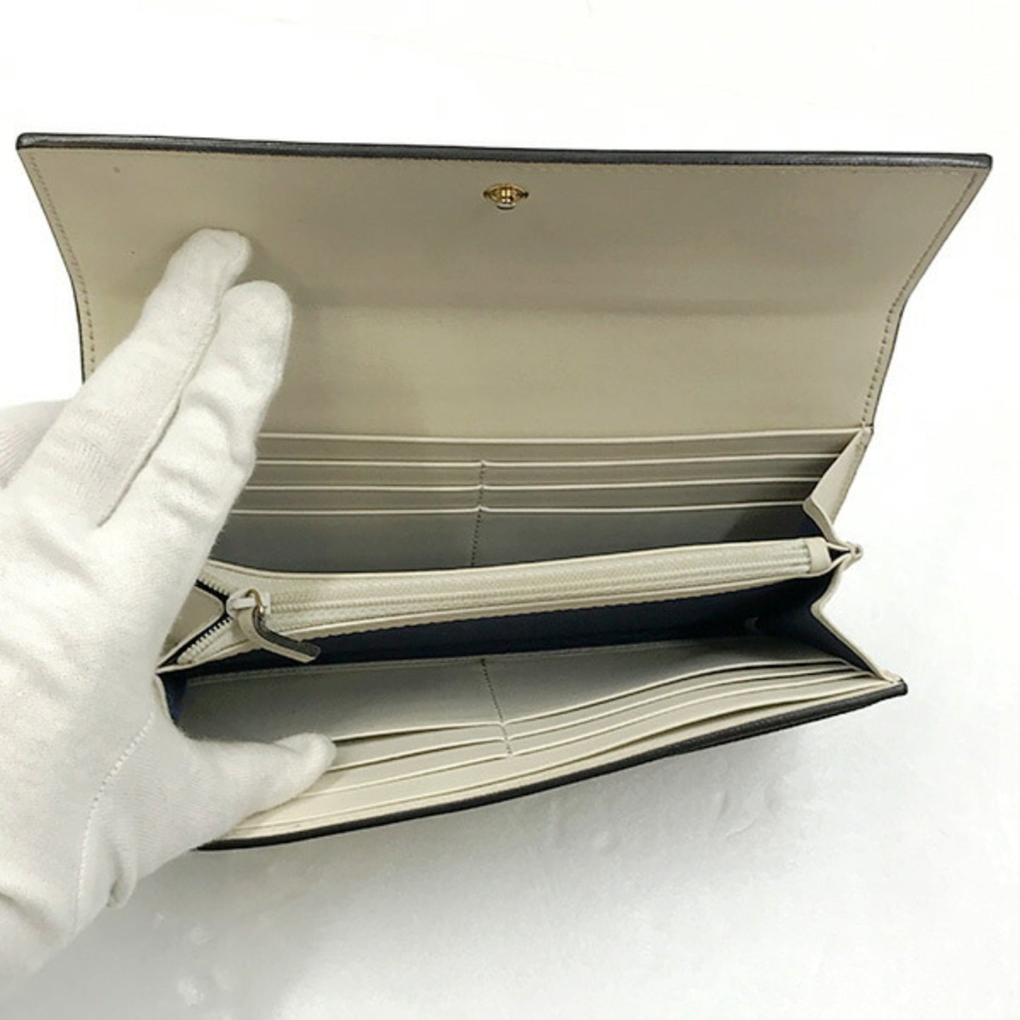 Gucci Navy Pvc Long Bill Wallet (Bi-Fold)