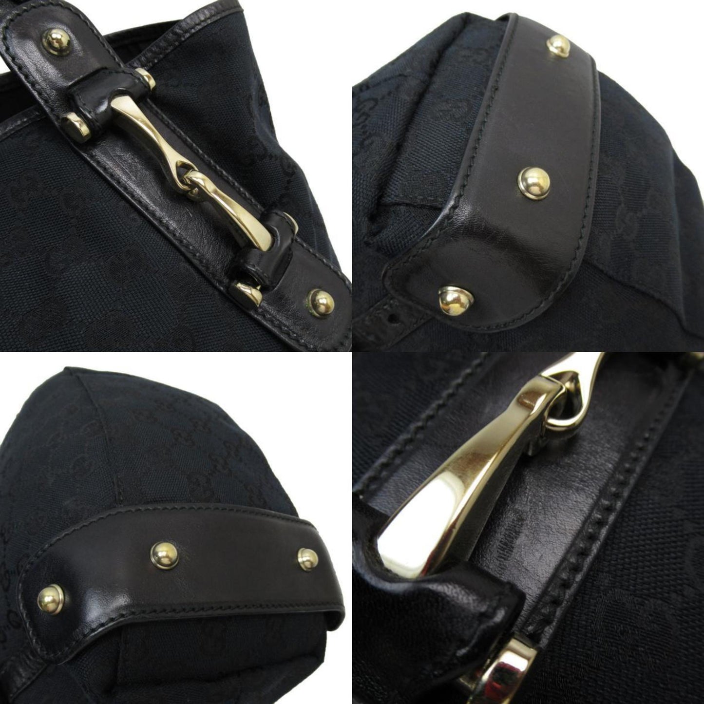 Gucci Black Canvas Leather Handbag