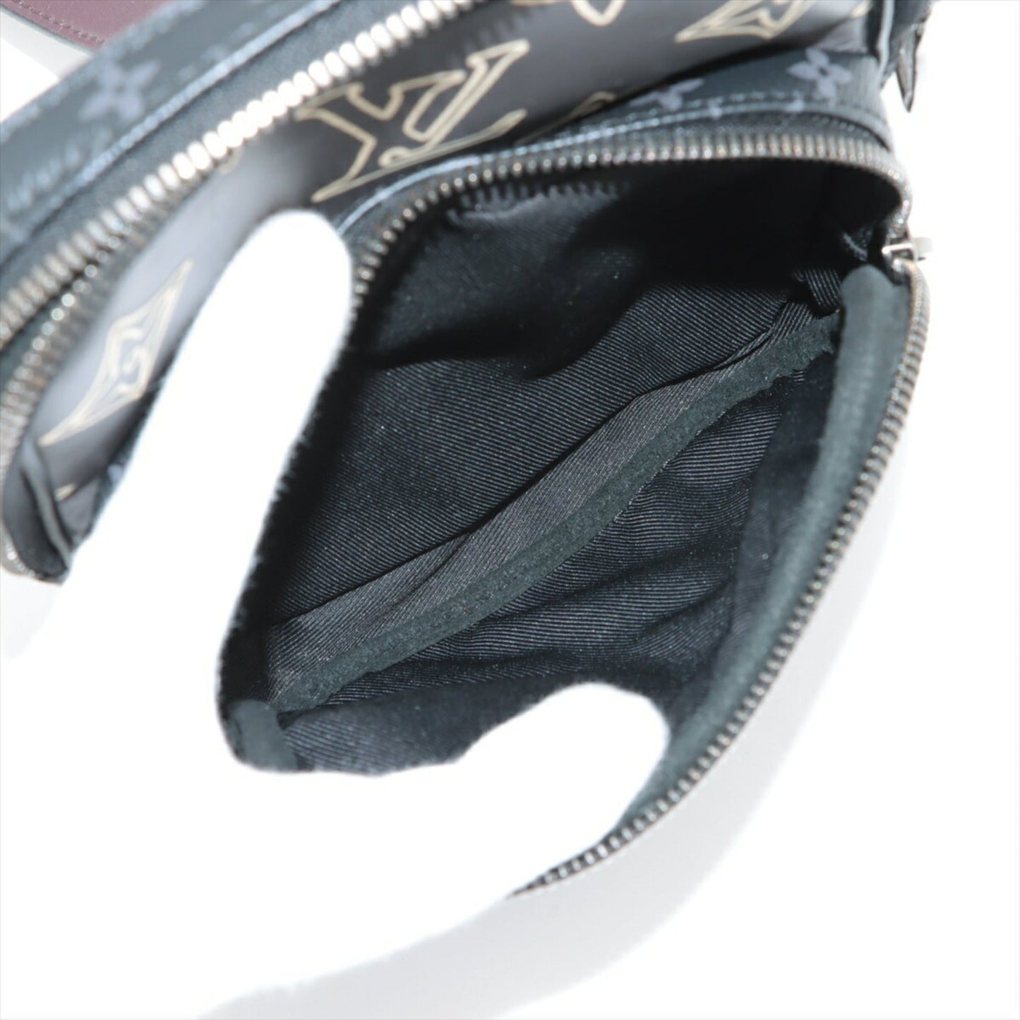 Louis Vuitton Black Leather Coated Canvas Shoulder Bag