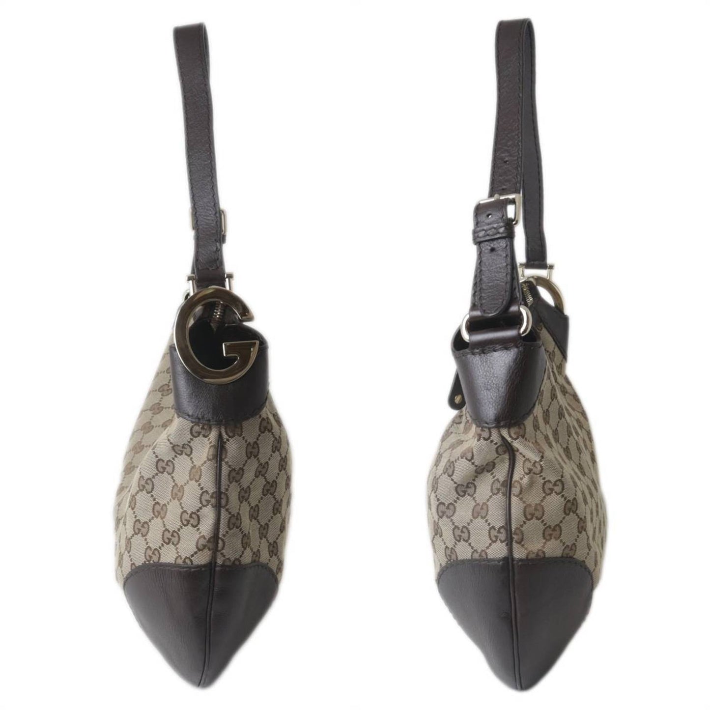 Gucci Dark Brown Khaki Jacquard Leather Shoulder Bag