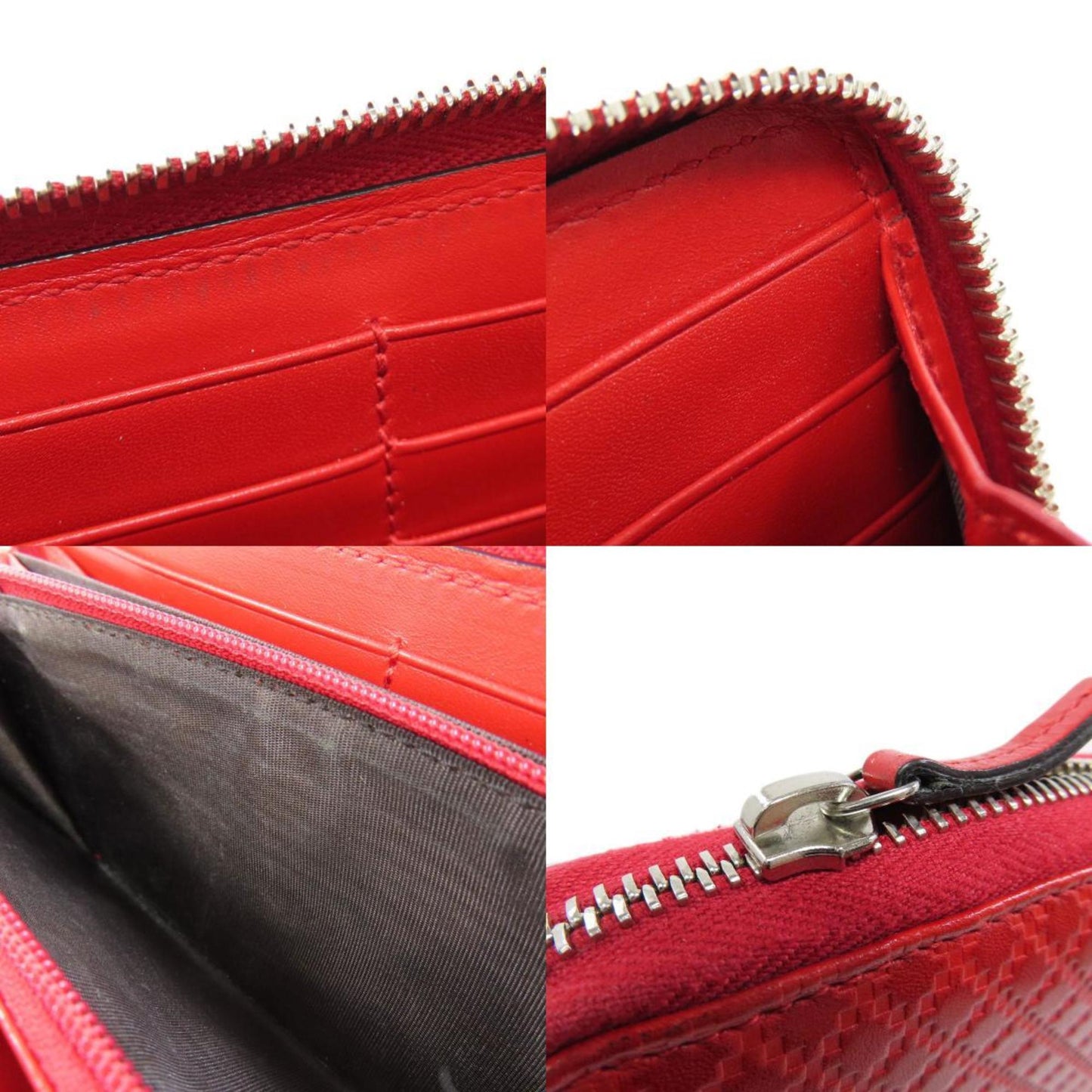 Gucci Diamante Red Color Leather Long Wallet (Bi-Fold)