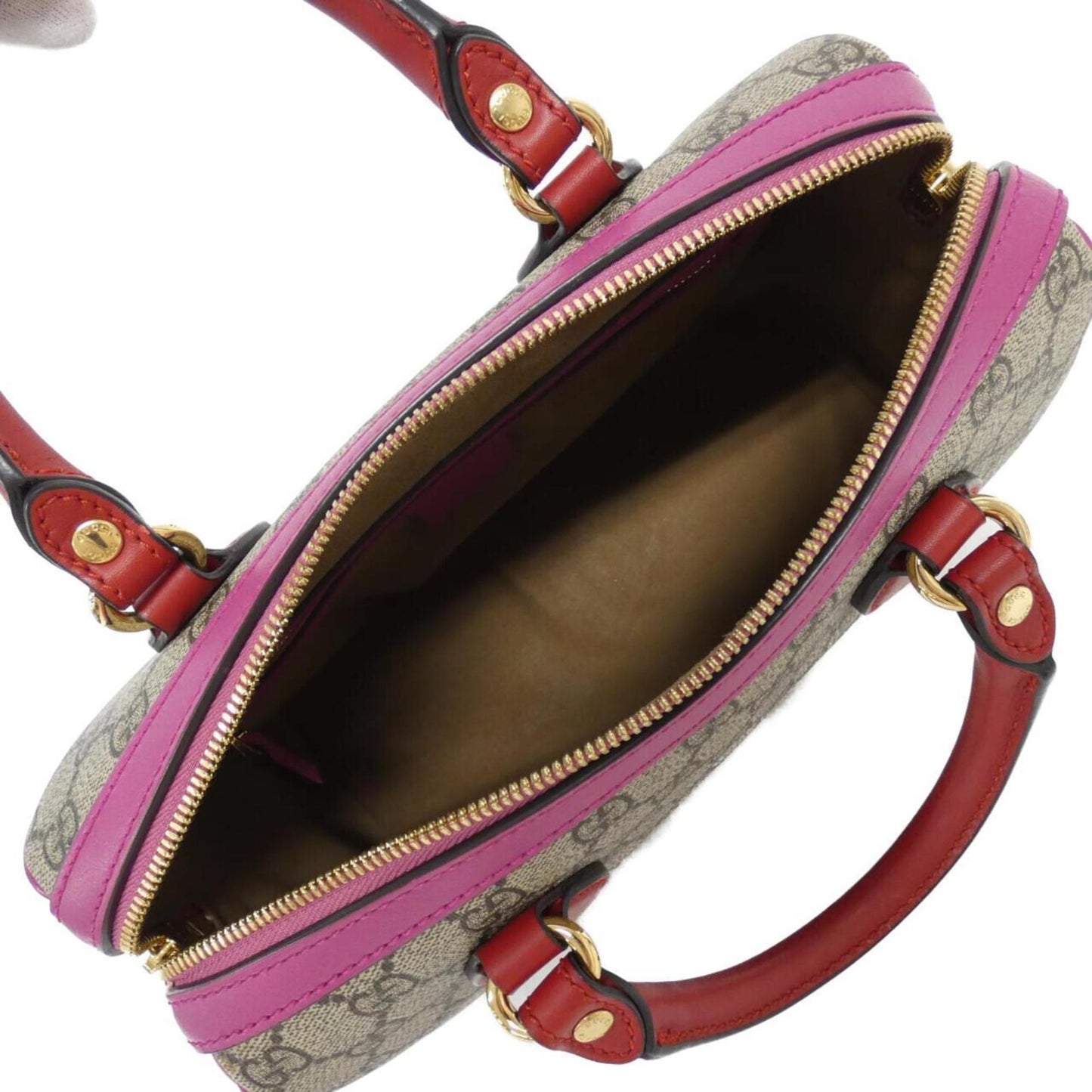Gucci Beige Pink Gg Supreme Leather Handbag