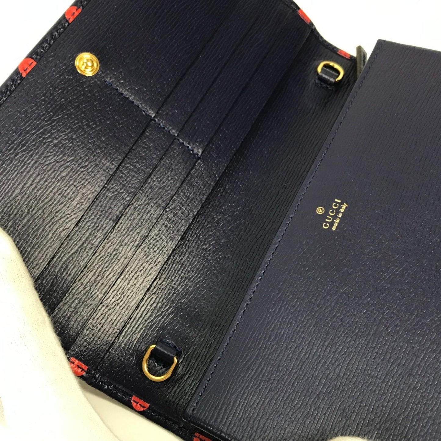 Gucci Navy Leather Long Wallet (Bi-Fold)