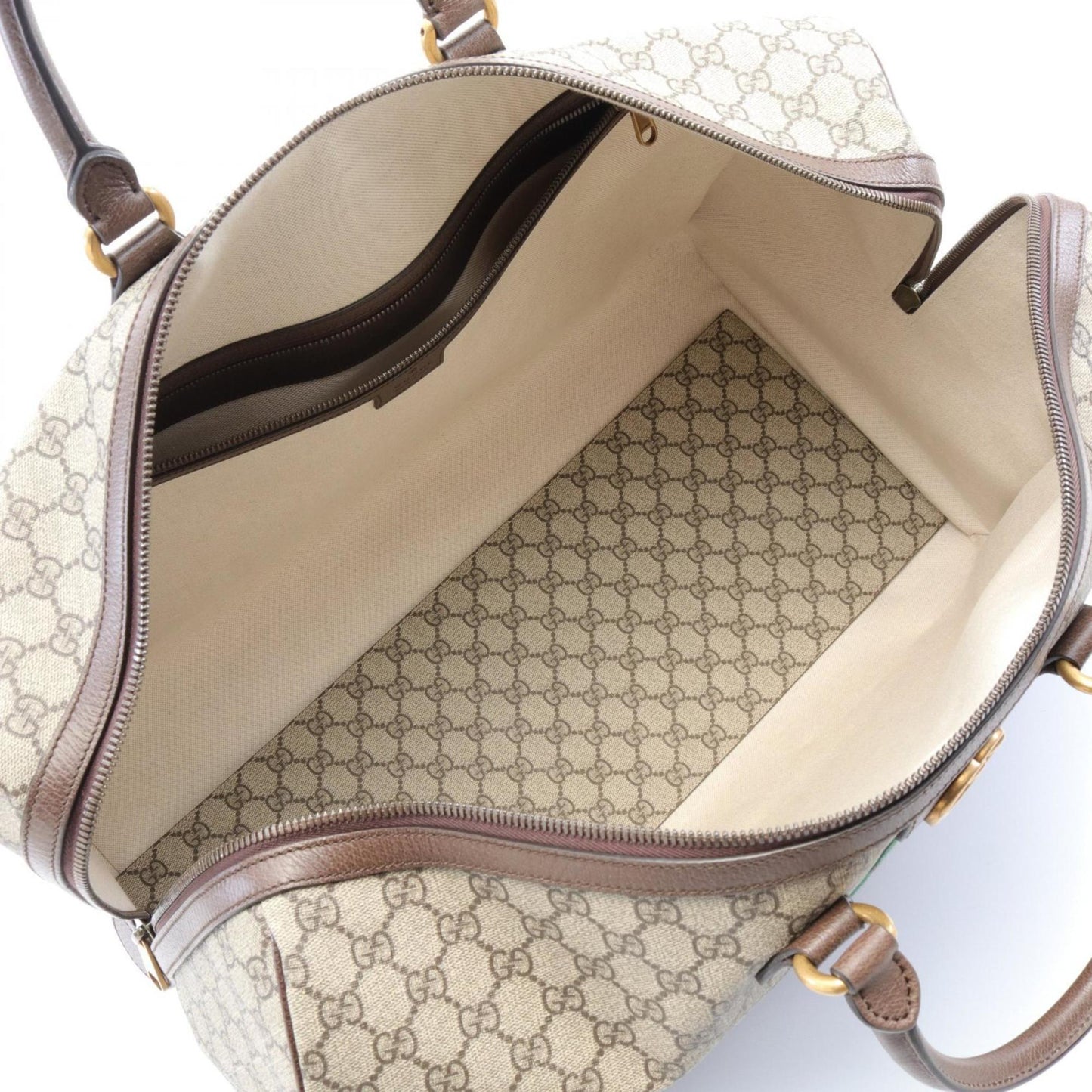 Gucci Beige Brown Multi-Color Pvc Coated Canvas Leather Boston Bag