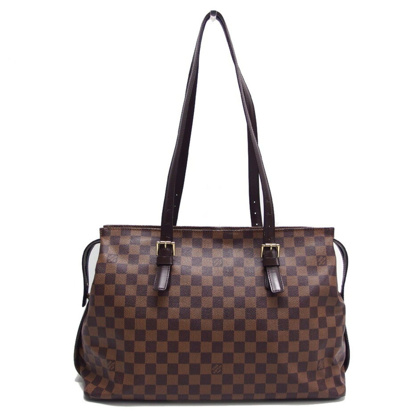 Louis Vuitton Dark Brown Damier Canvas Leather Shoulder Bag Tote Bag ()