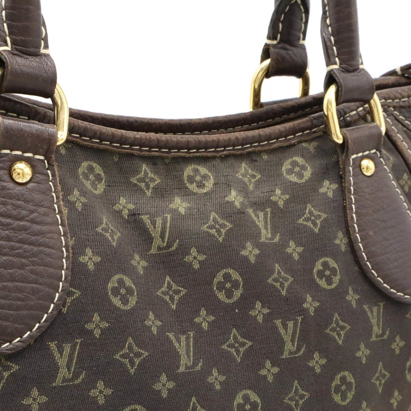 Louis Vuitton Monogram Mini Lin Ebene Canvas Leather Shoulder Bag Tote Bag
