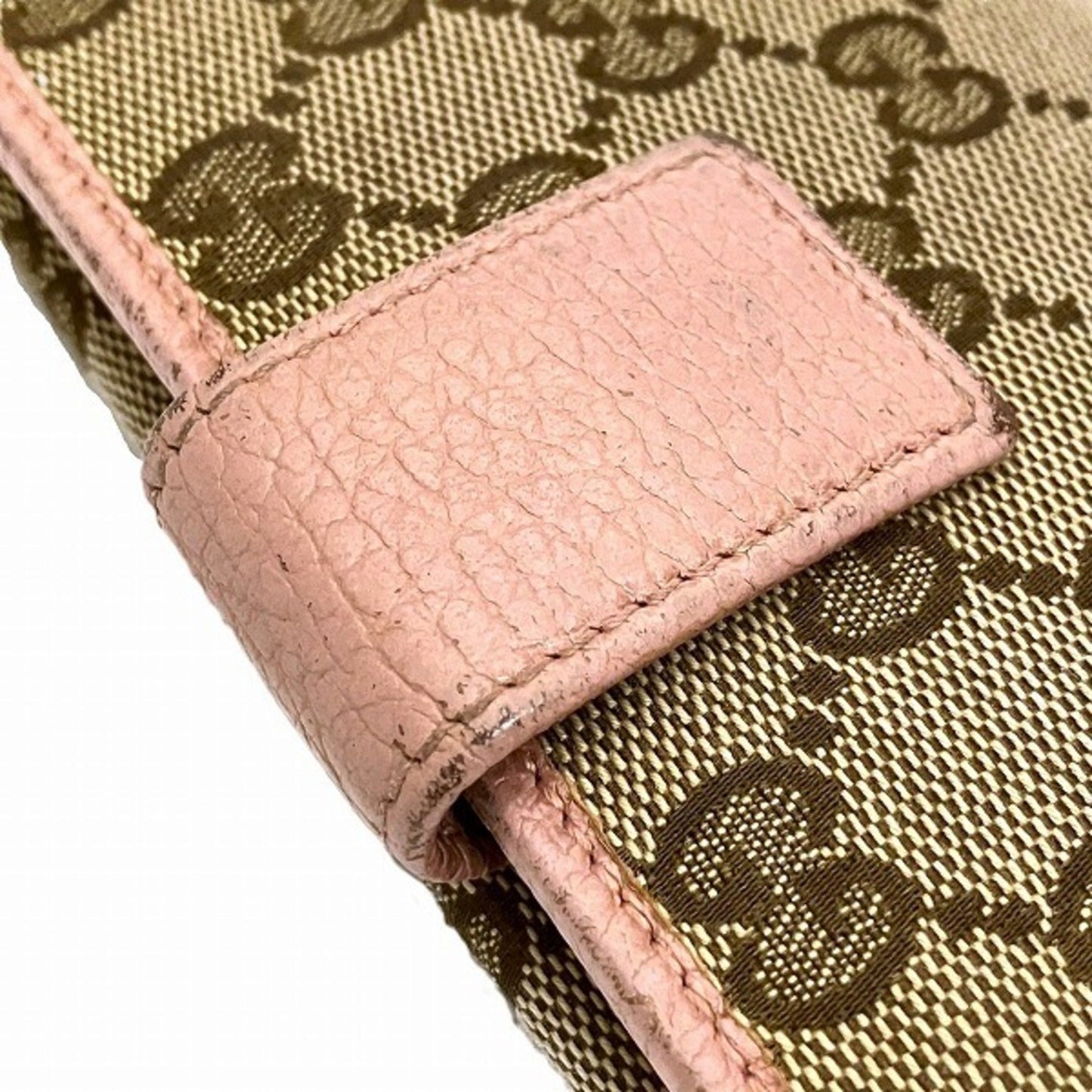 Gucci Brown Pink Gg Canvas Leather Coin Purse/Coin Case