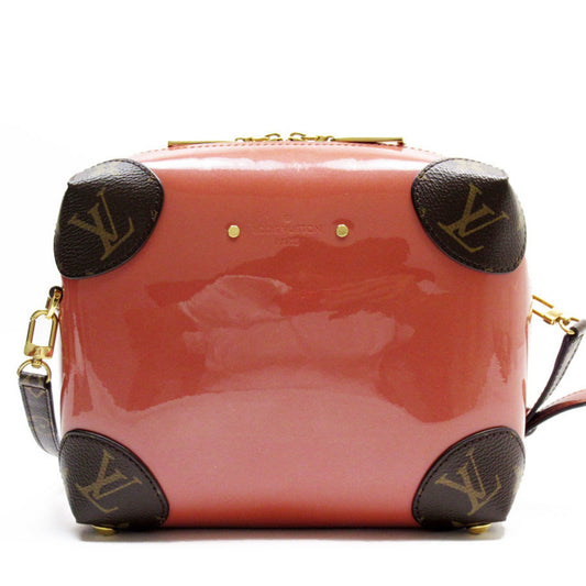 Louis Vuitton Brown Pink Beige Monogram Patent Leather Shoulder Bag ()