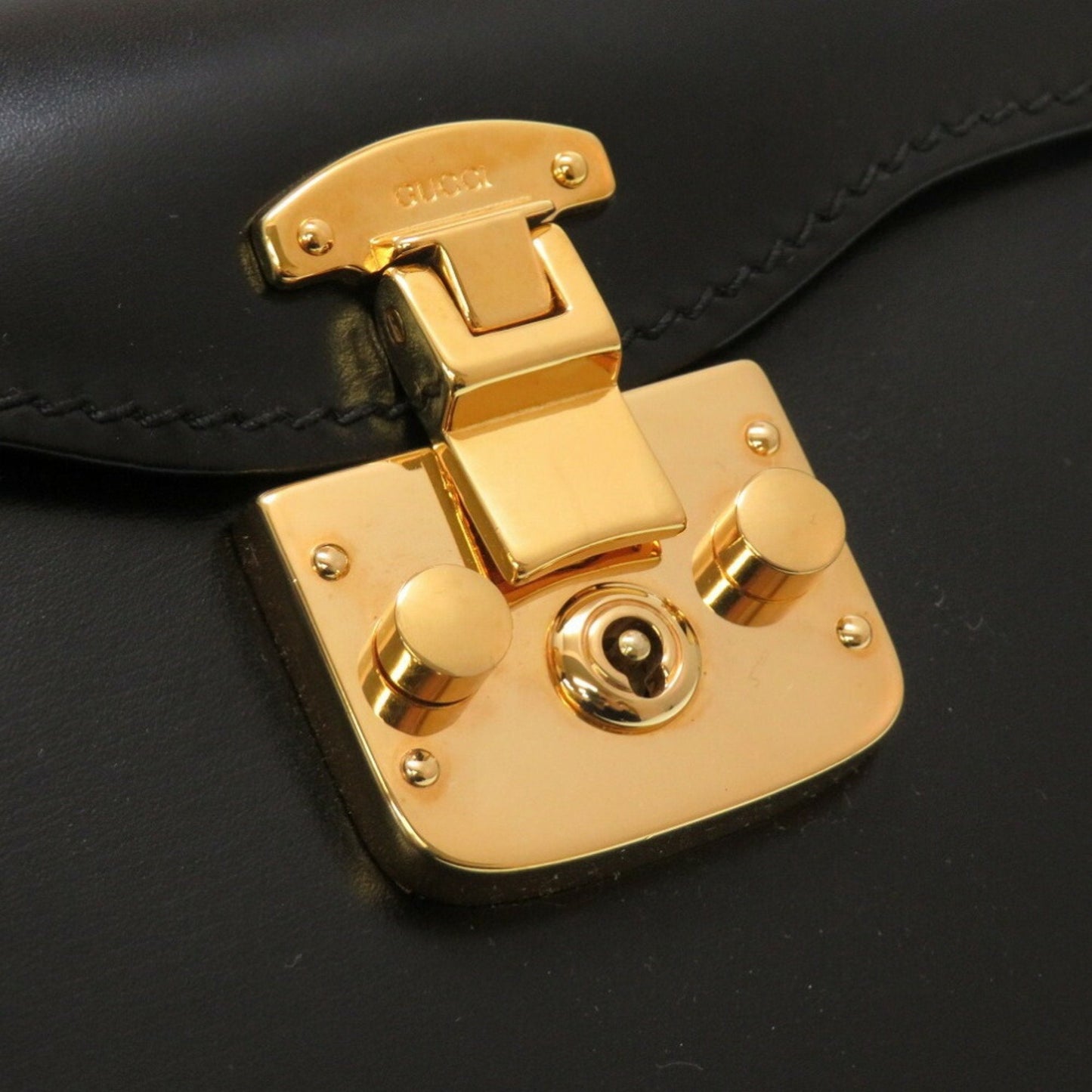 Gucci Black Leather Handbag Vanity Bag
