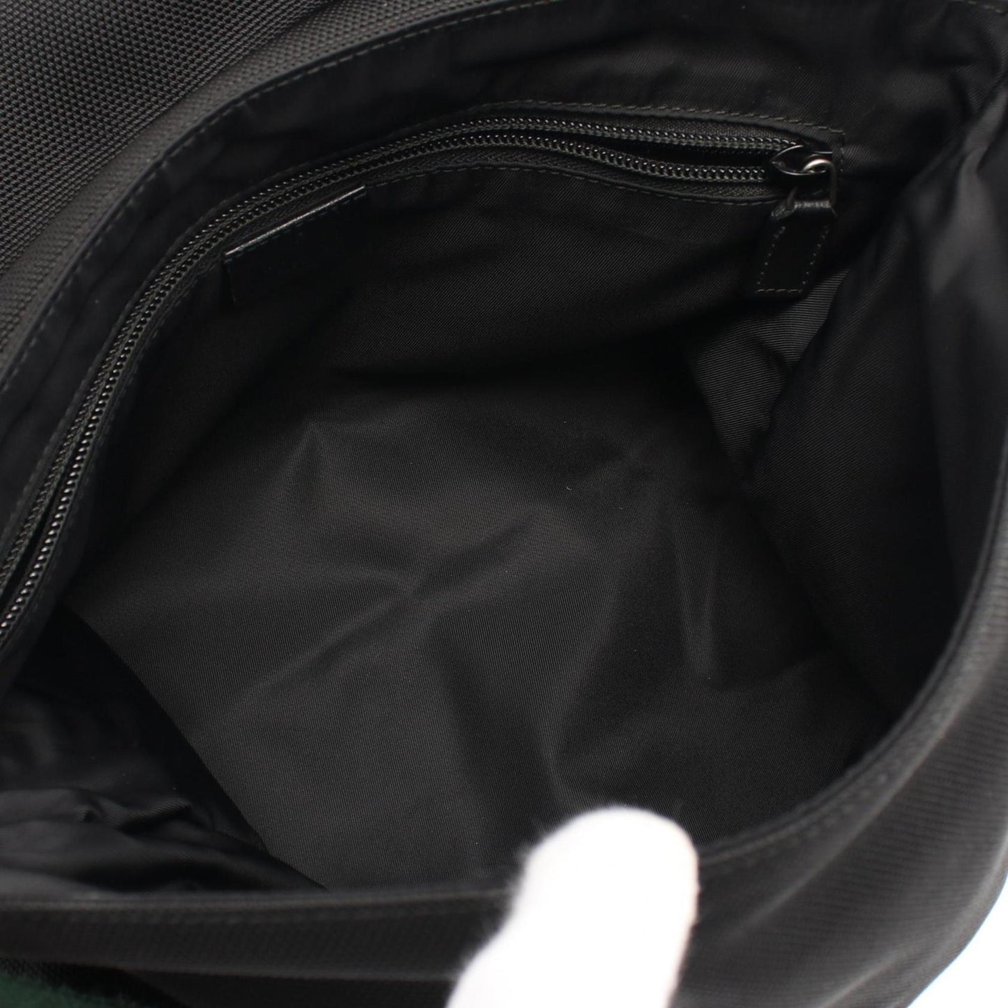 Gucci Black Leather Nylon Canvas Shoulder Bag