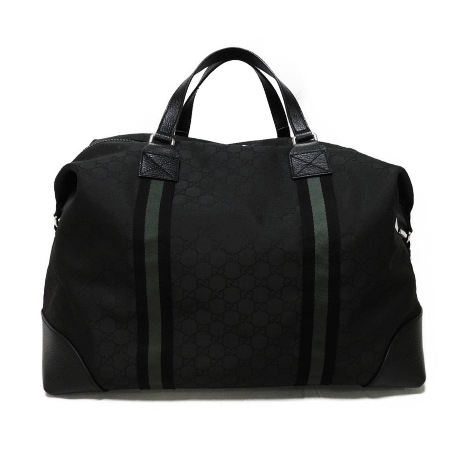 Gucci Black Nylon Canvas Leather Boston Bag Handbag Shoulder Bag