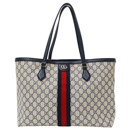 Gucci Ivory Navy Gg Supreme Tote Bag ()