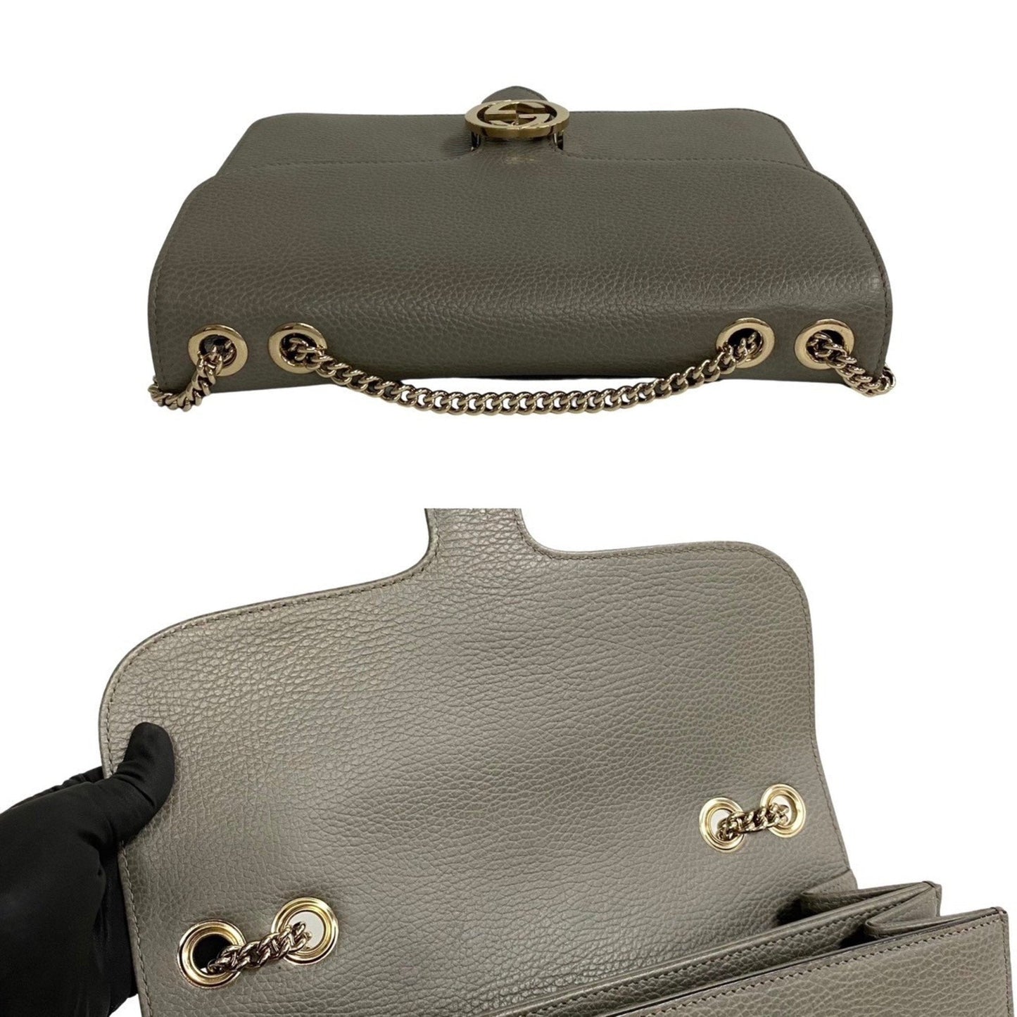 Gucci Gray Leather Handbag Shoulder Bag