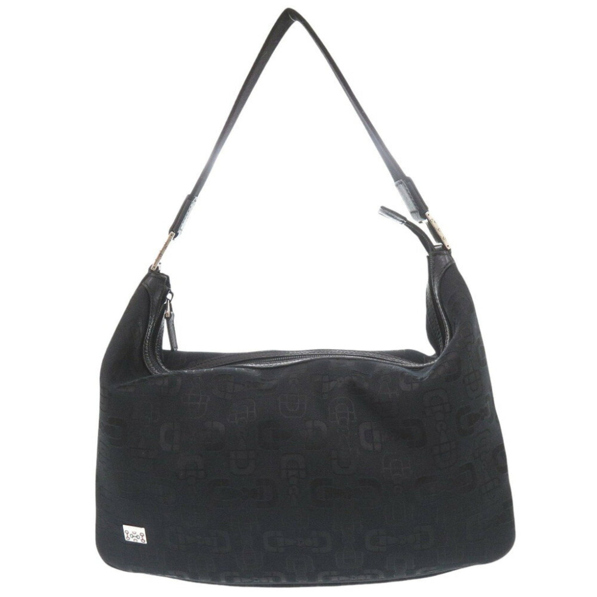 Gucci Horsebit Black Canvas Shoulder Bag ()