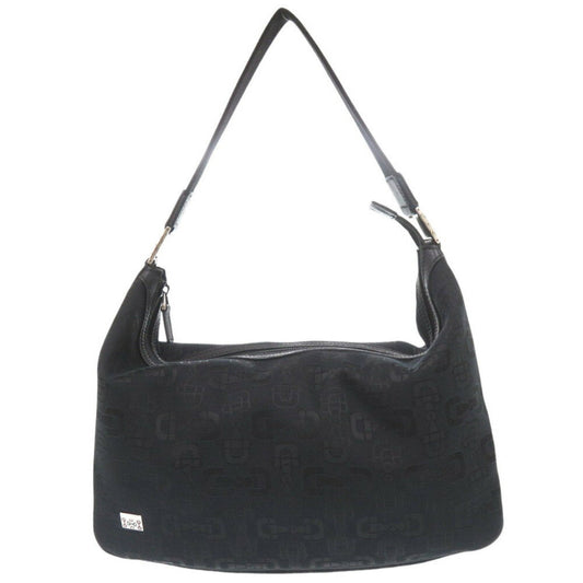 Gucci Horsebit Black Canvas Shoulder Bag ()