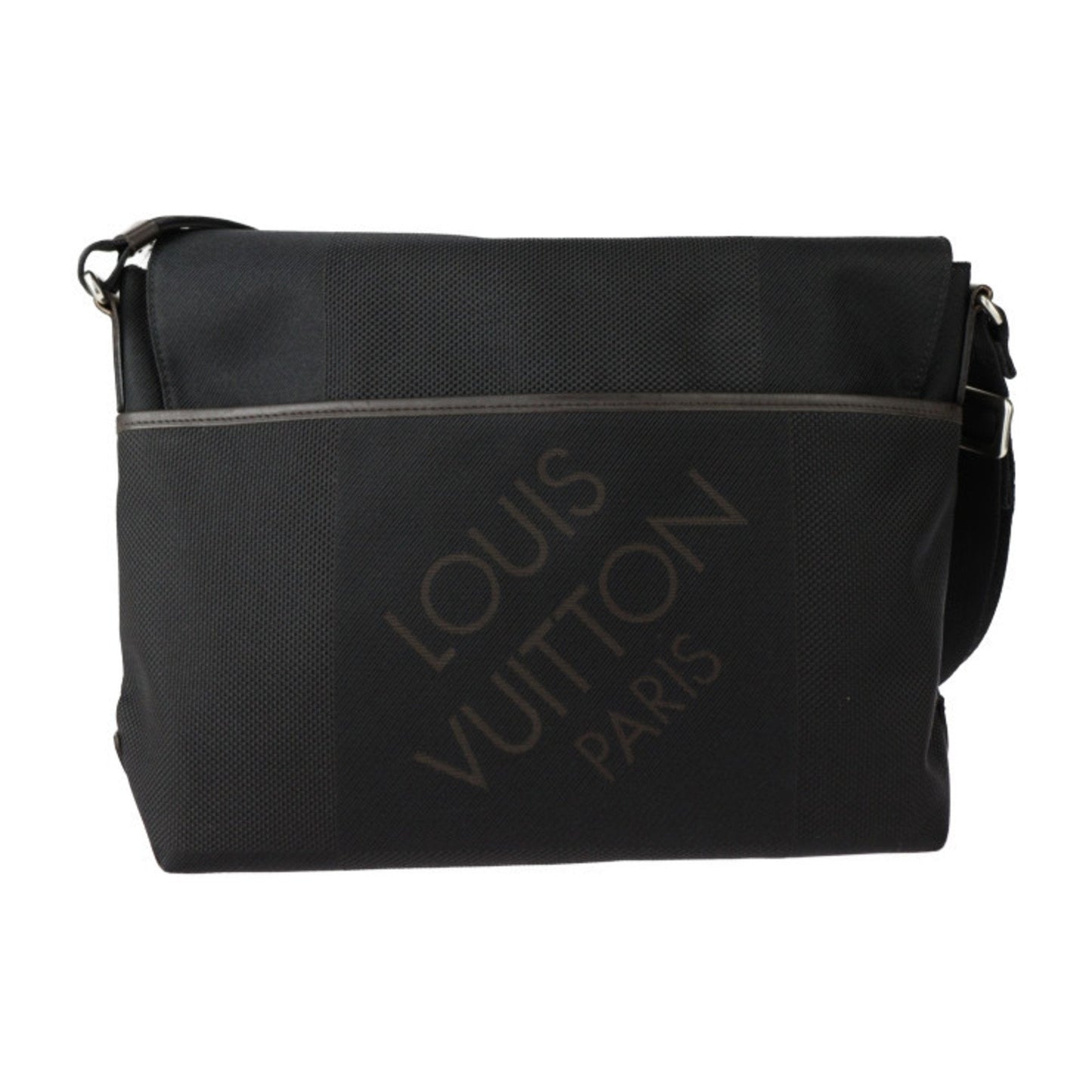 Louis Vuitton Black Damier Canvas Leather Messenger Bag Shoulder Bag