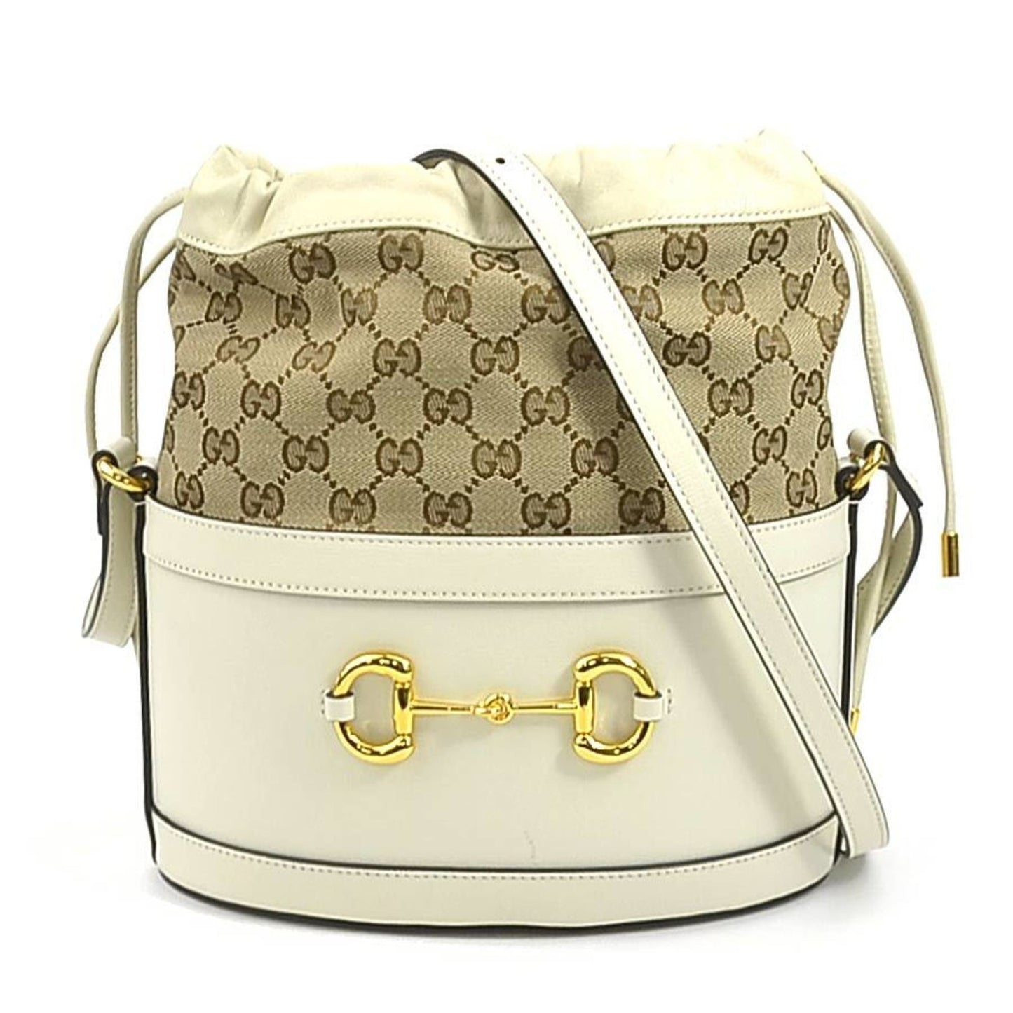 Gucci Ivory Gg Canvas Leather Shoulder Bag ()