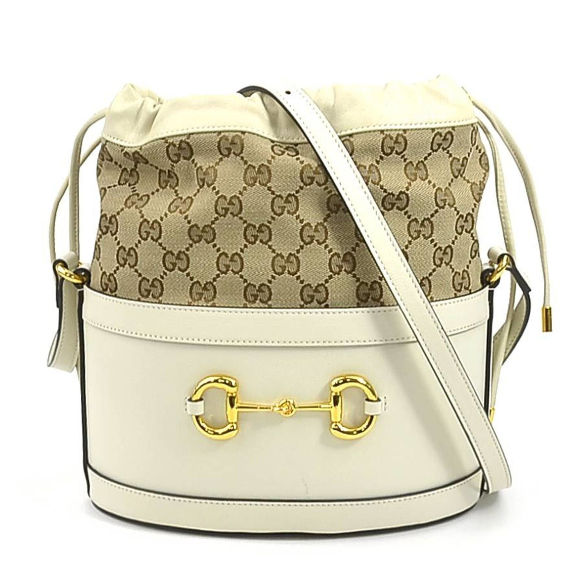 Gucci Ivory Gg Canvas Leather Shoulder Bag ()