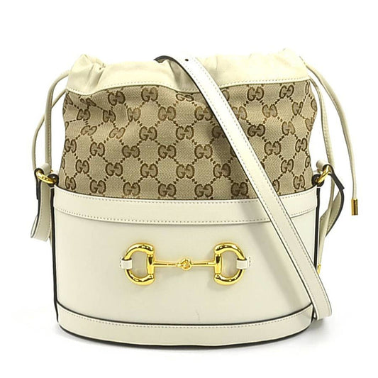 Gucci Ivory Gg Canvas Leather Shoulder Bag ()