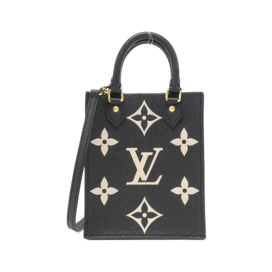 Louis Vuitton Beige Black Leather Handbag Shoulder Bag ()