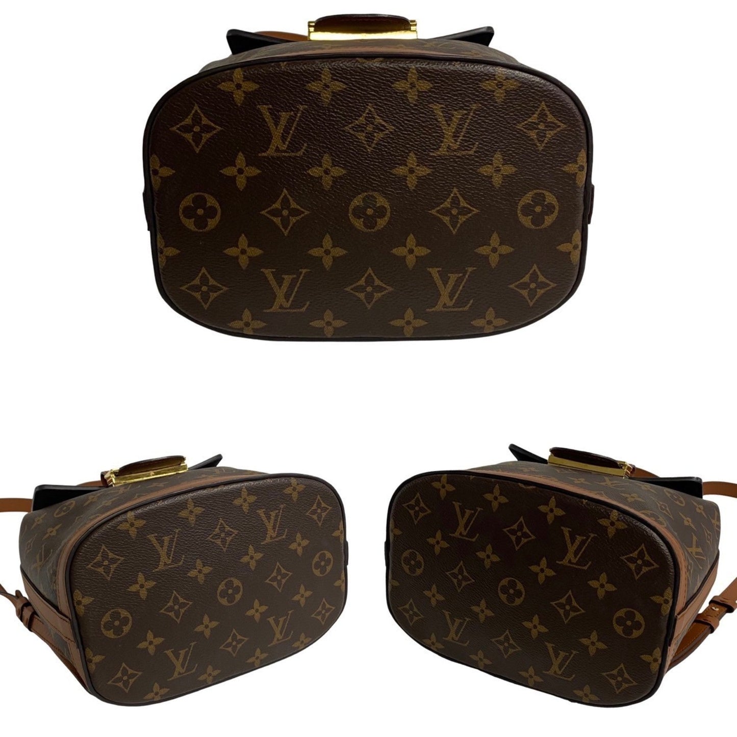 Louis Vuitton Brown Gold Leather Pvc Backpack