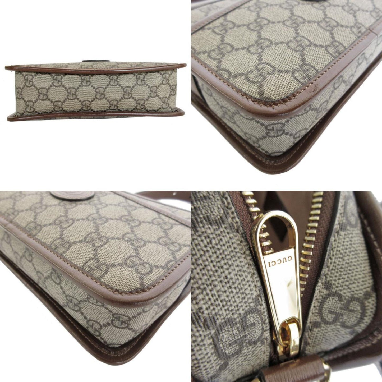 Gucci Beige Brown Pvc Leather Shoulder Bag
