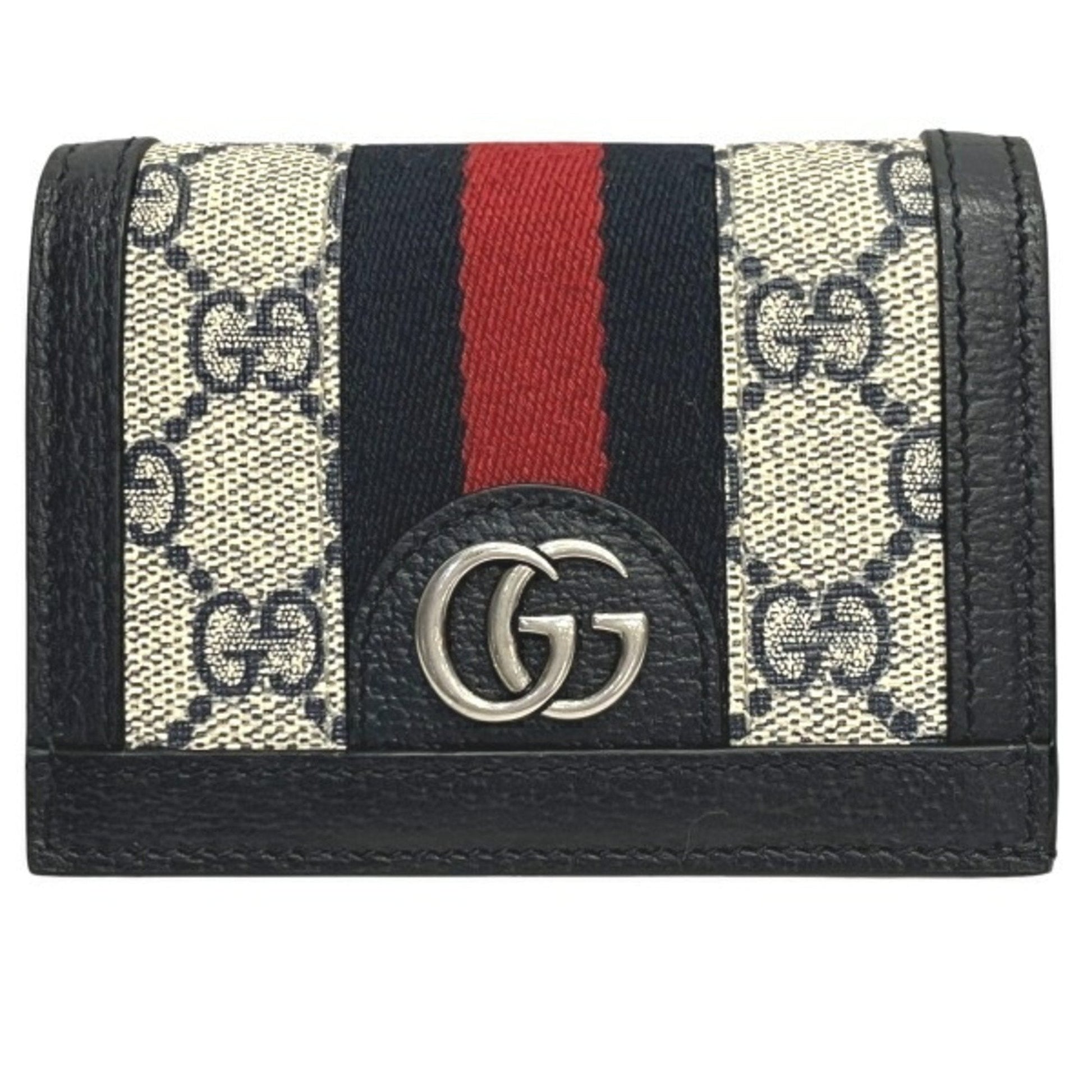 Gucci Navy Gg Supreme Leather Middle Wallet (Bi-Fold) ()