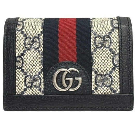 Gucci Navy Gg Supreme Leather Middle Wallet (Bi-Fold) ()