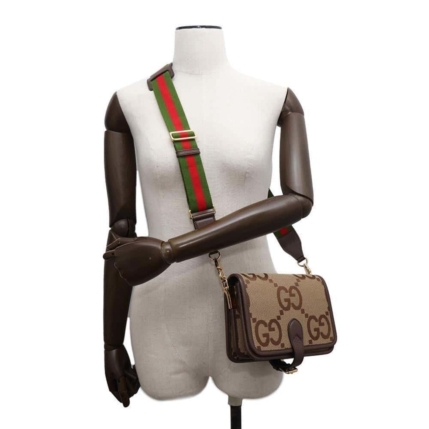 Gucci Brown Canvas Leather Shoulder Bag