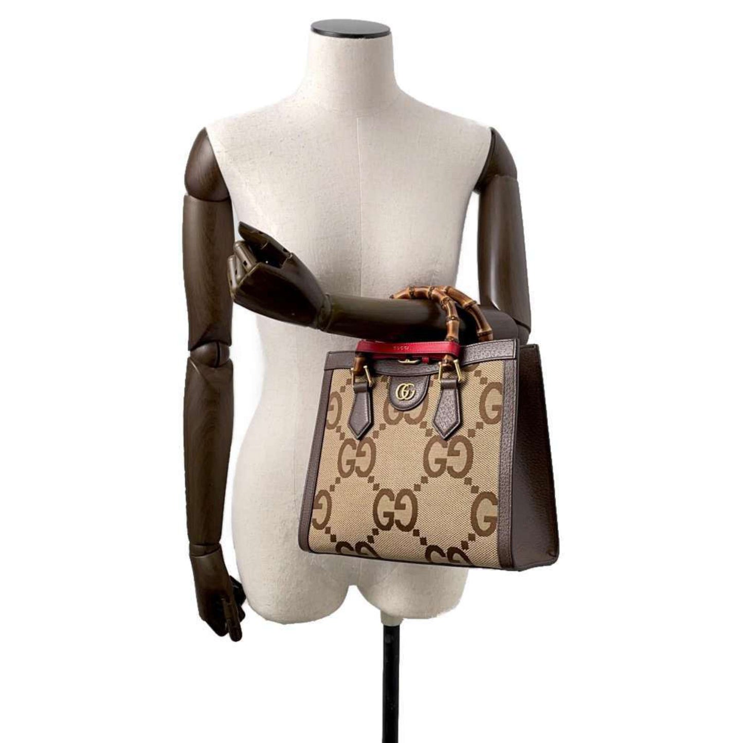 Gucci Beige Brown Canvas Leather Shoulder Bag Tote Bag