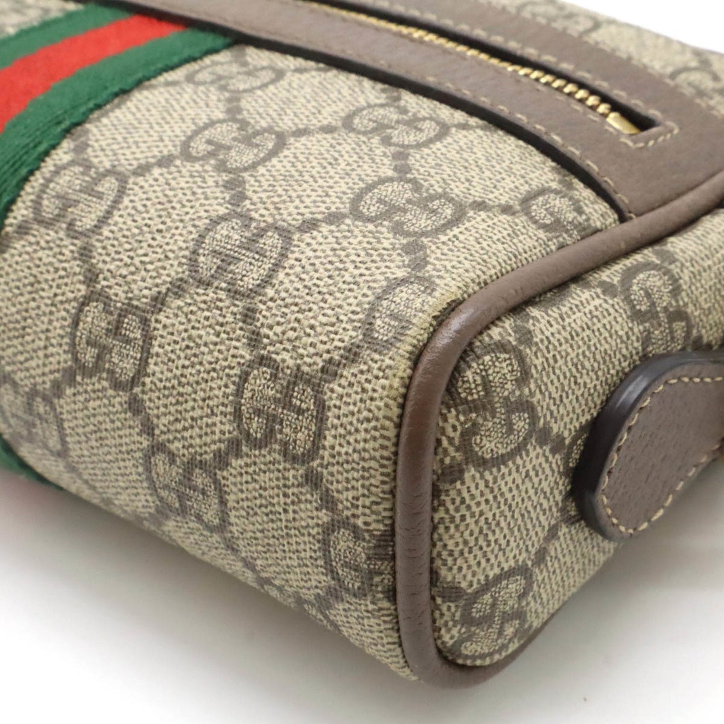 Gucci Beige Brown Green Khaki Red Color Gg Supreme Leather Pochette Shoulder Bag