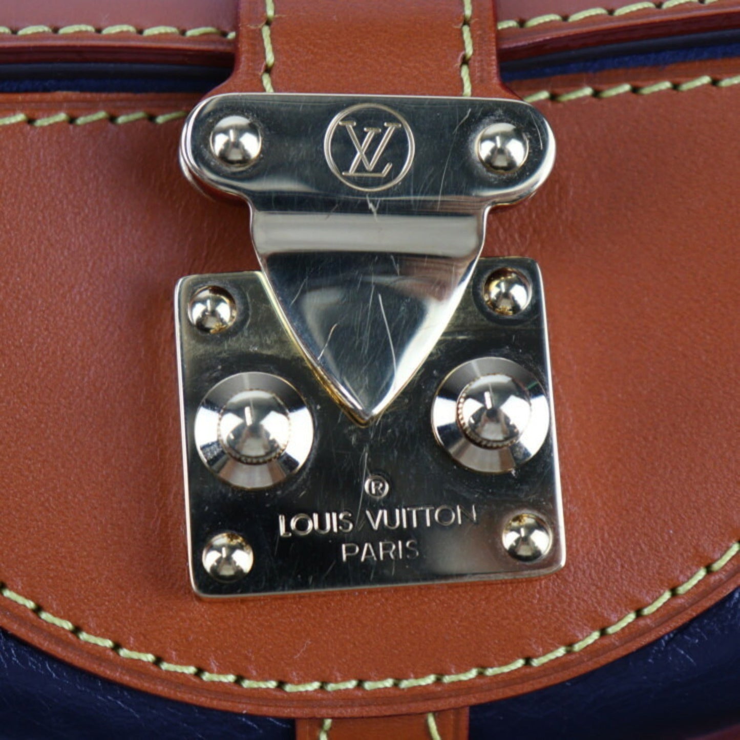 Louis Vuitton Brown Navy Leather Monogram Reverse Handbag Shoulder Bag Tote Bag