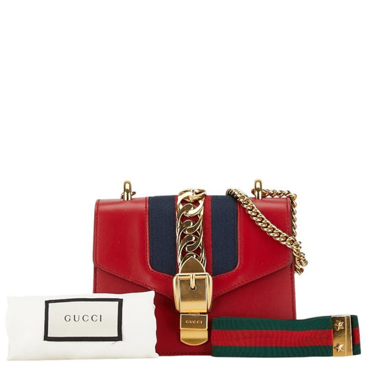 Gucci Red Color Leather Shoulder Bag ()