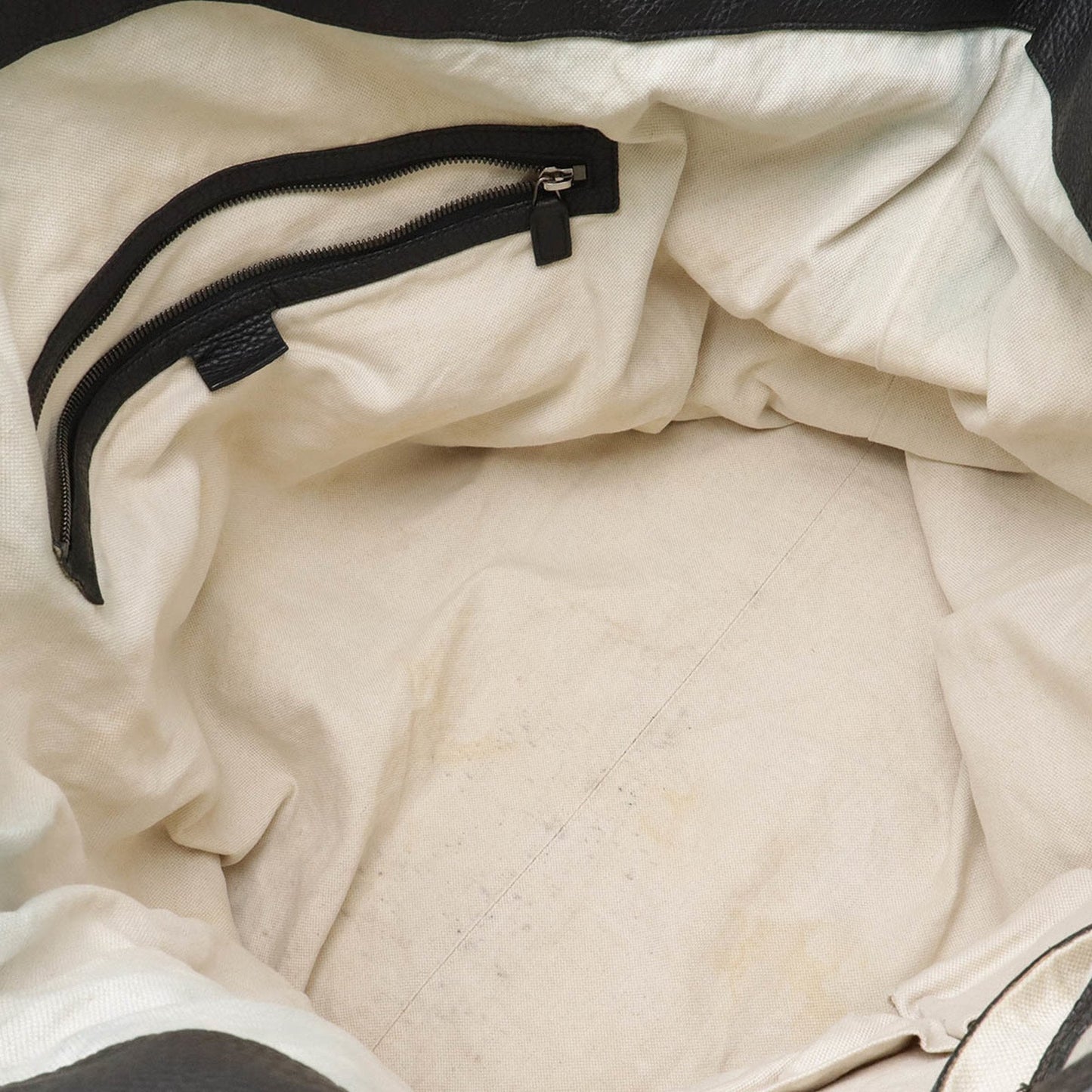 Gucci Beige Black Wool Leather Boston Bag