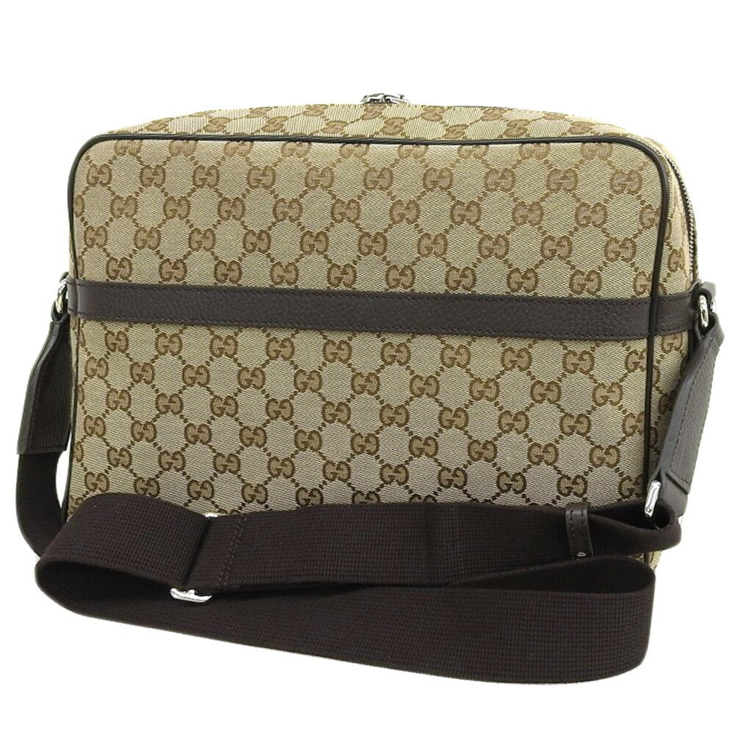 Gucci Beige Dark Brown Gg Canvas Messenger Bag Shoulder Bag