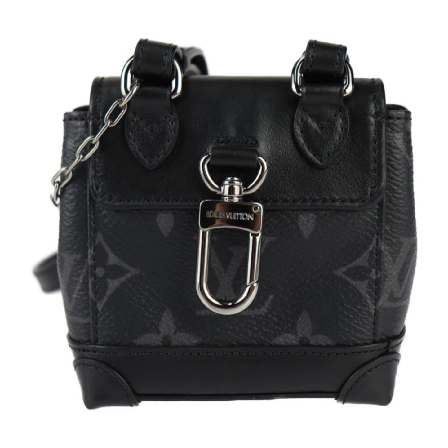 Louis Vuitton Black Gray Pvc Leather Pochette Shoulder Bag