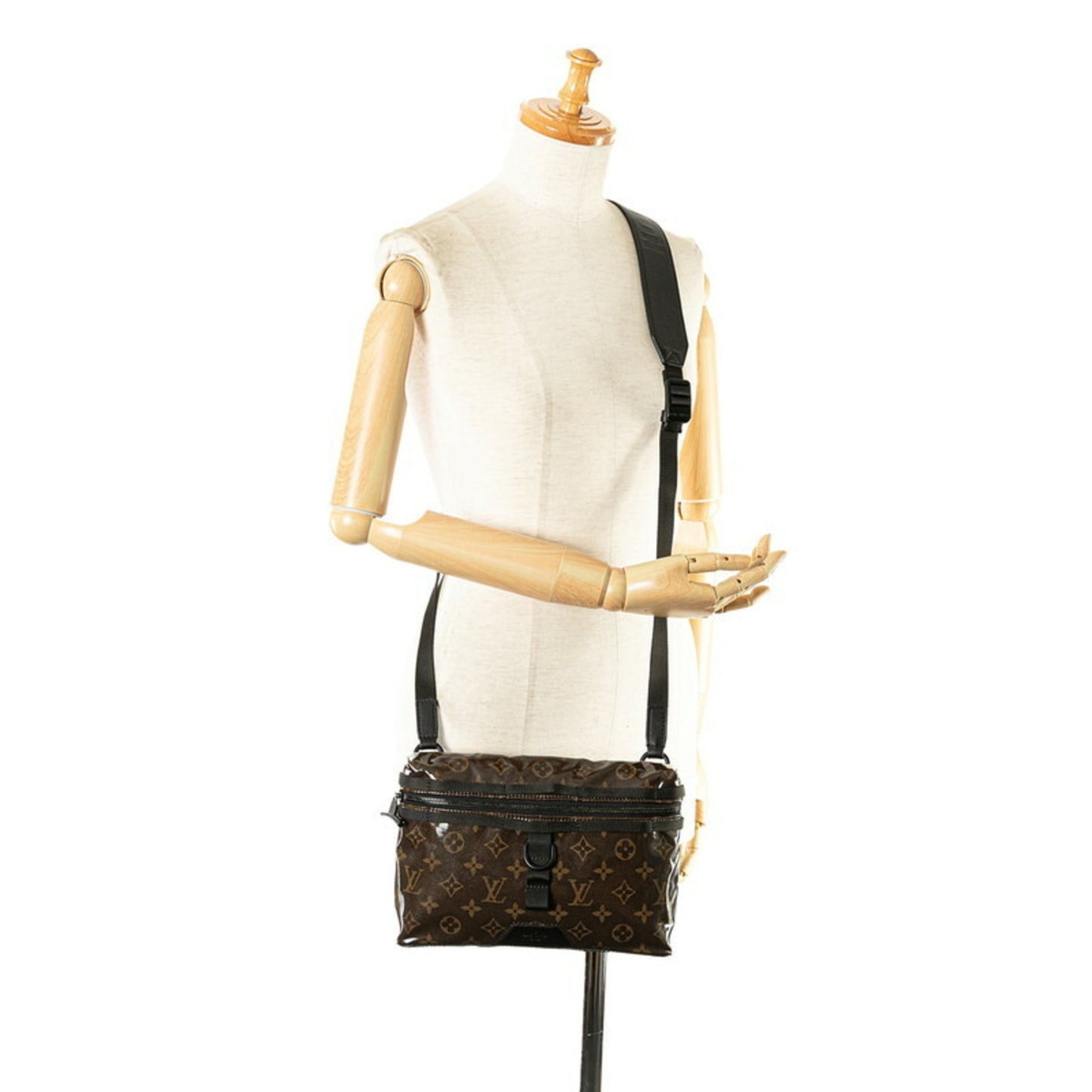 Louis Vuitton Black Brown Vinyl Leather Shoulder Bag