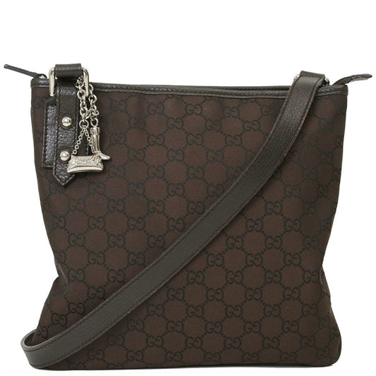 Gucci Brown Nylon Leather Shoulder Bag ()