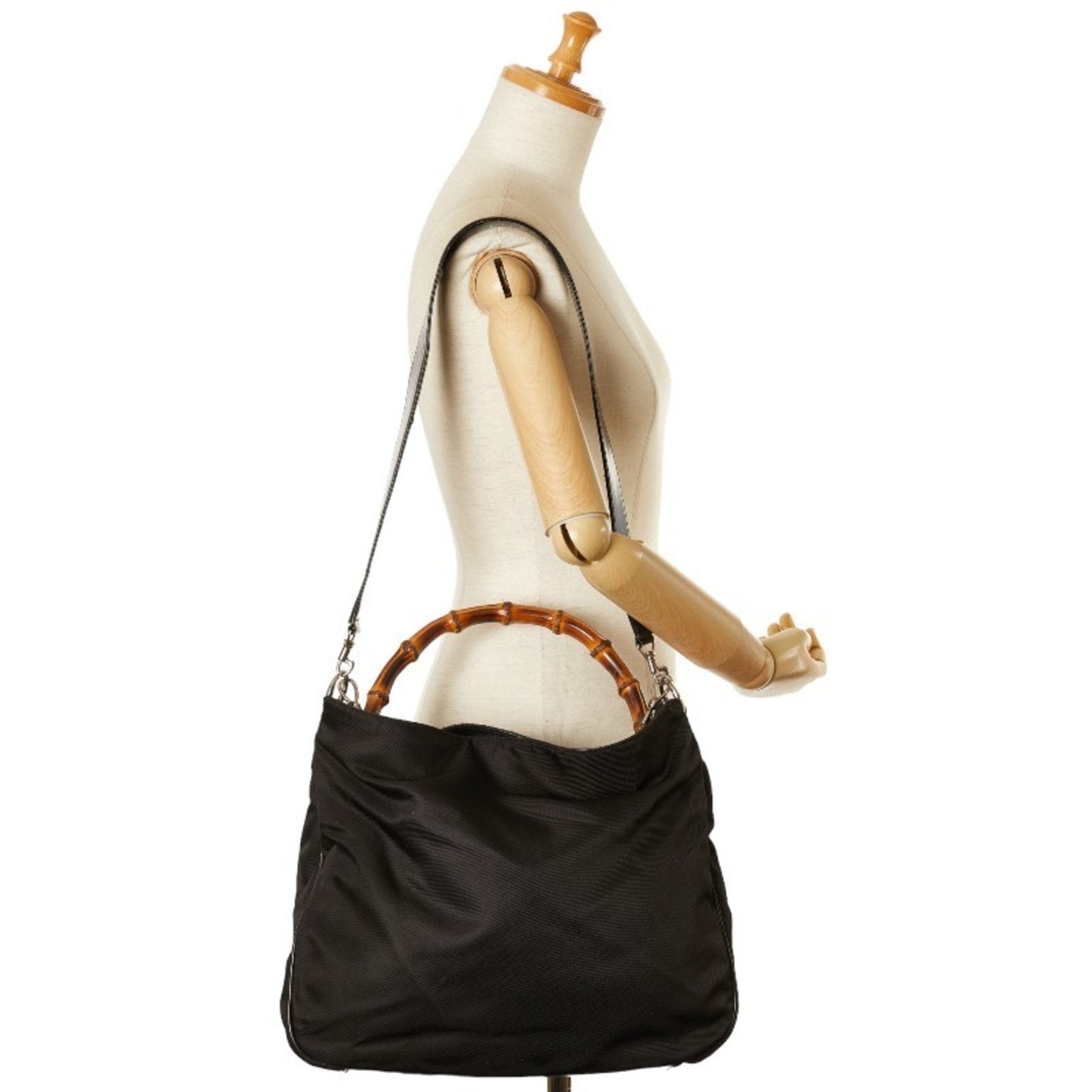 Gucci Black Canvas Leather Handbag Shoulder Bag