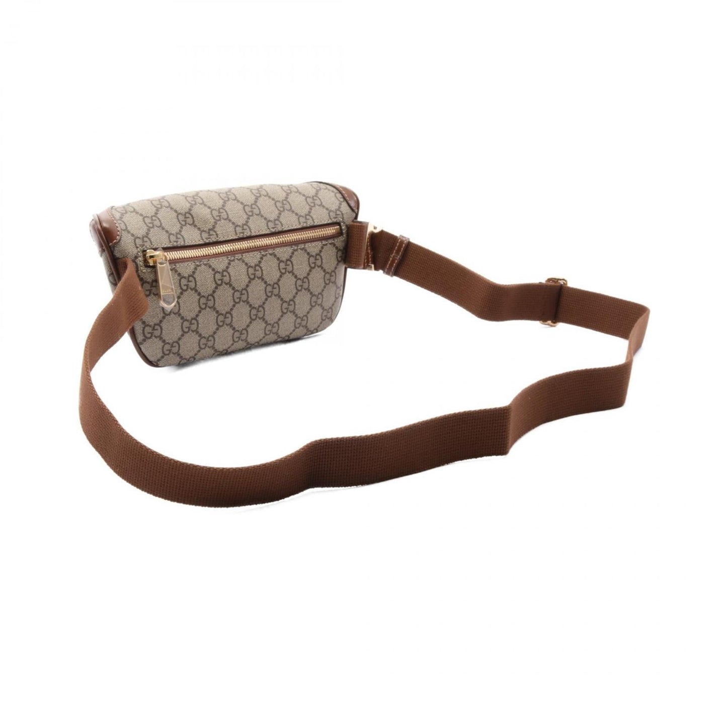 Gucci Beige Brown Pvc Coated Canvas Leather Fanny Pack Sling Bag
