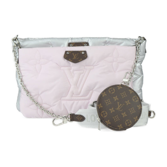 Louis Vuitton Pale Pink Silver Nylon Clutch Bag Handbag Pochette Pouch Shoulder Bag ()