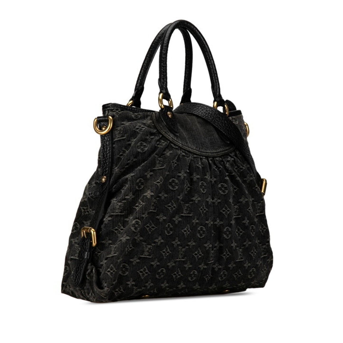 Louis Vuitton Black Noir Canvas Leather Handbag Shoulder Bag