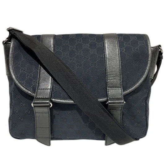 Gucci Black Canvas Leather Shoulder Bag